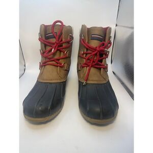 Tommy Hilfiger - Women's TWROZA3-SS Duck‎ Boots Size 10m Brown Red Blue VGC